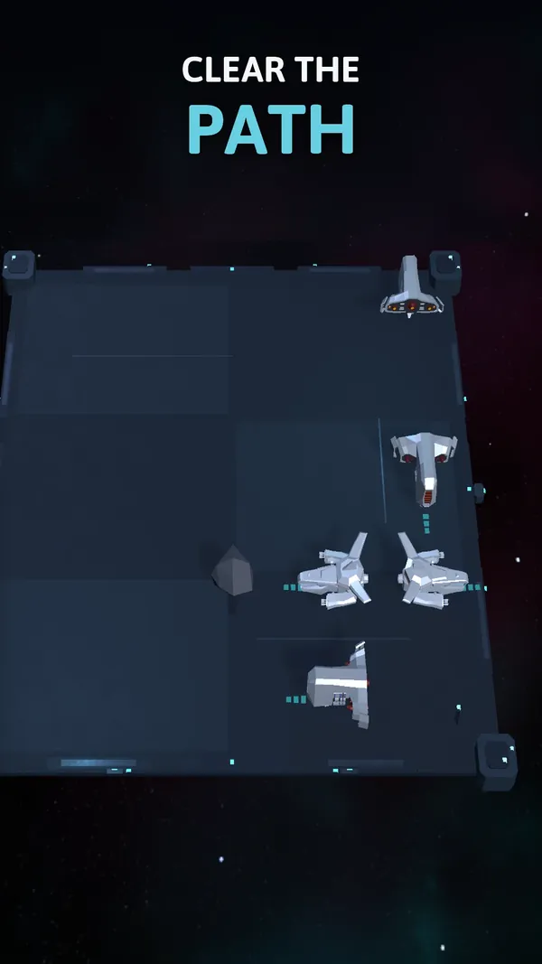 Cosmic Escape gameplay: a close view of the grid, with the headline “Clear the path”